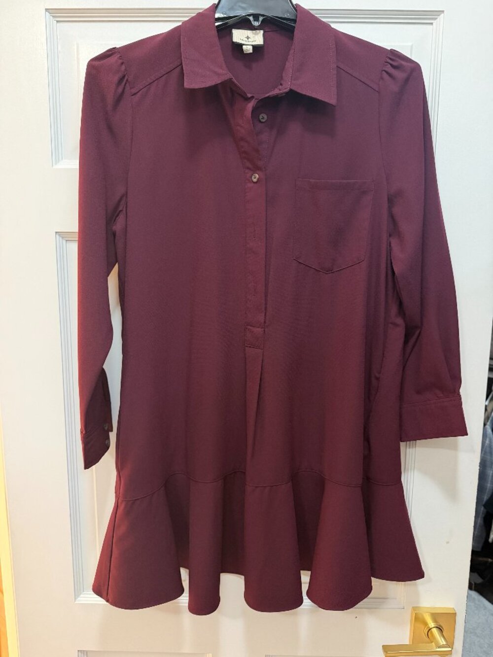 Tuckernuck Crepe Callahan ( Burgundy Wine) Shirt Dress